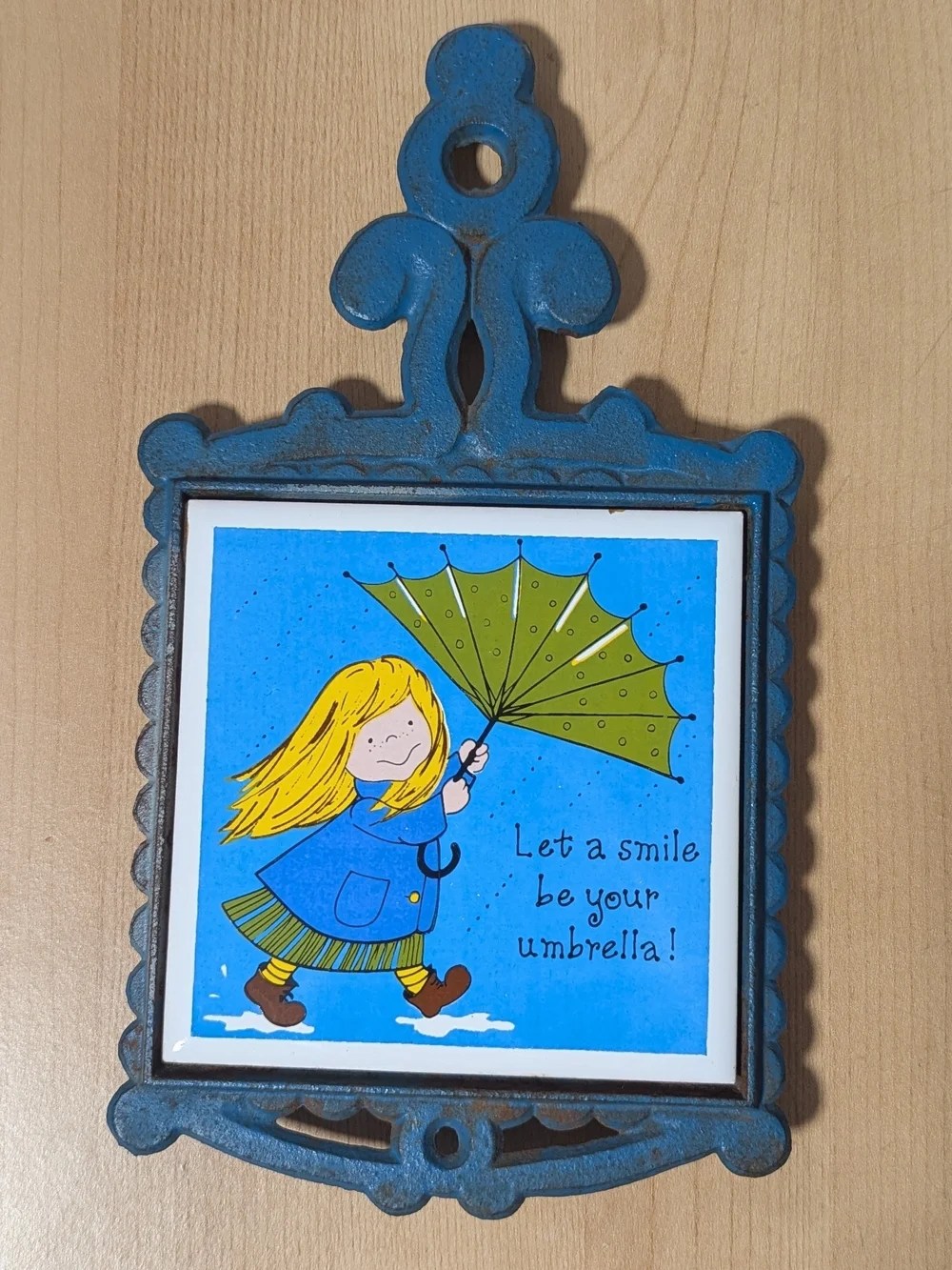 Vintage Cast Iron Ceramic Trivet (Made In Japan)